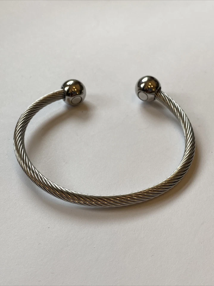 "PULSERA MAGNÉTICA BRAZALETE BIENESTAR 7"" alambre trenzado inoxidable Sabona" Foto 2 de 4