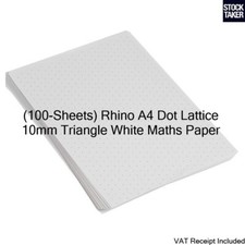 (100-Sheets) Rhino A4 Dot Lattice 10mm Triangle White Maths Paper Loose Graph