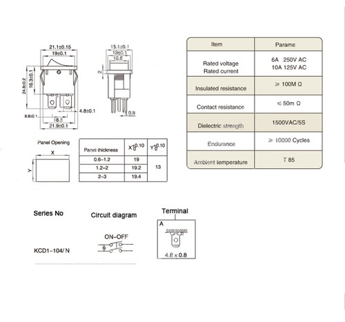 4Pin Rectangle Rocker Switch Red Green illuminated 6A 250V DPST On-Off Cover - Picture 2 of 5