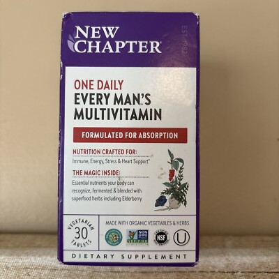 New Chapter One Daily EVERY MAN'S MULTIVITAMIN Veg 30 Tabs Exp 11/24