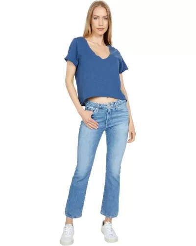 Camiseta deportiva recortada Bobi Los Angeles para mujer XL azul 100 % algodón JDM812 - Imagen 2 de 10