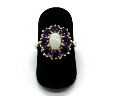 585/- 14kt Gold Ring, Opal, Cabochon, Amethyst, Gr. 54, Damen, guter Zustand