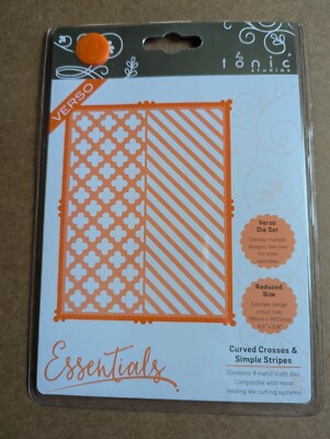 TONIC STUDIOS Verso Essentials: Curved Crosses & Simple Stripes metal dies set 