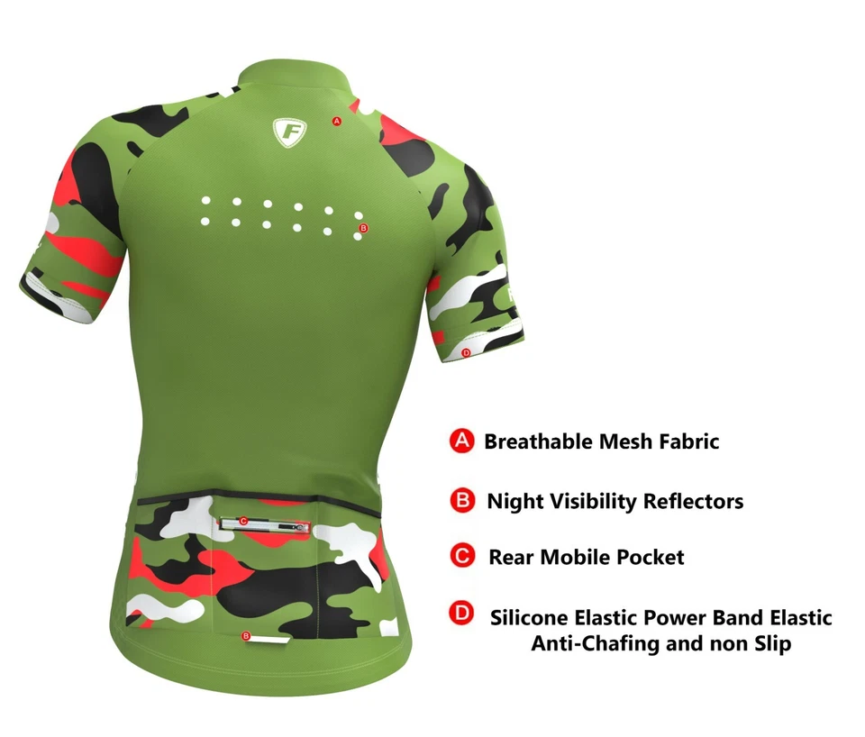 Mens Camouflage Half Sleeve Cycling Jersey Top cycling Shirt Biking jersey Top - image 3 of 4