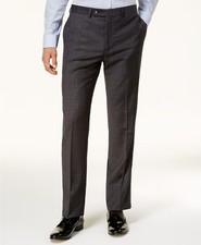 Calvin Klein Men's Gray Plaid Slim-Fit Wool Suit Separate Pants Size 32W