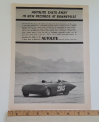 1961 AUTOLITE SPARK PLUGS BONNEVILLE SALT FLATS ORIGINAL AD