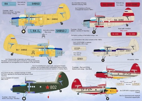 Calcomanía 1:72 Antonov An-2 Dos hojas, el conjunto completo general Impresión Escala 72-004 - Imagen 4 de 12