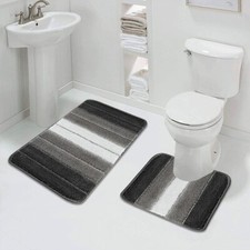 Image of Non Slip Bath Mat Extra Large Bathroom Rug Water Absorbent Toilet Pedestal Mats
