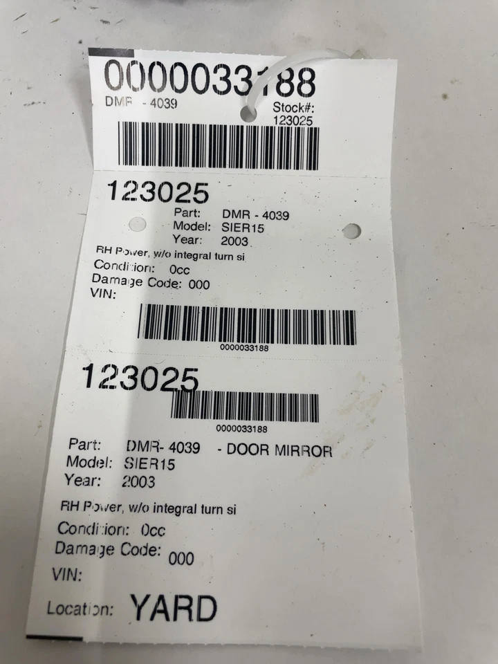 2003-07 GMC Sierra 1500 RH Door Mirror Power W/o Integral Turn; Black Textured - Image 4 of 4