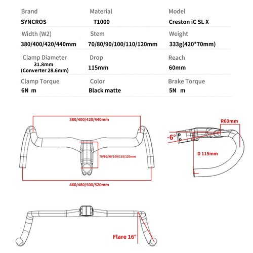 Gravel Road Bike Carbon Integrated Handlebar 31.8 Mm 380-440mm with Spacers - Picture 6 of 48