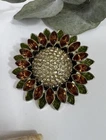Vintage Napier Brooch Pin Gold Tone Green Brown Stone Costume Fashion Jewelry 🤎
