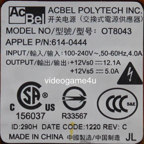 Genuine Apple iMAC A1311 21.5" POWER SUPPLY 614-0444 614-0445 ADP-200DFB 205W - 第 3/3 張圖片