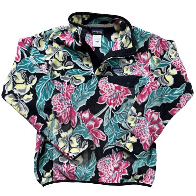 Patagonia Synchilla Snap T Manoa Hawaiian Floral Fleece Discontinued Small EUC!