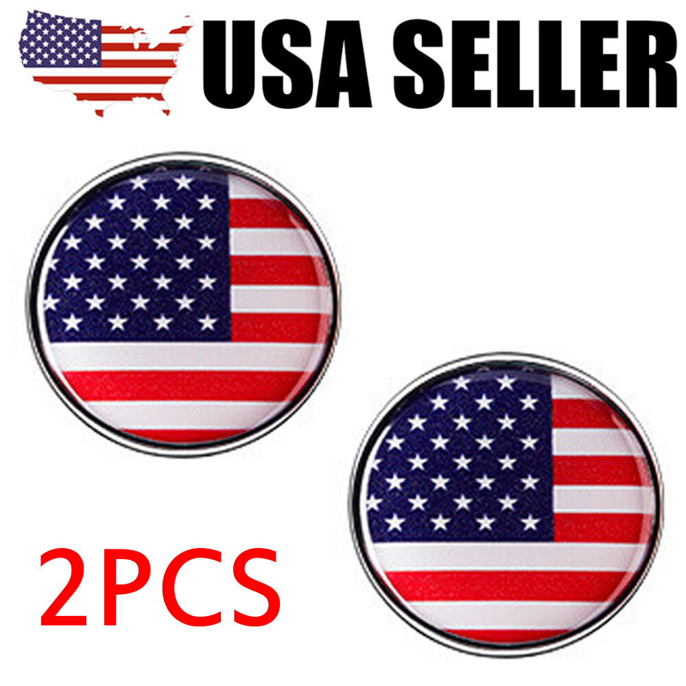 2Pcs Car Truck Body Decal Emblem Metal USA Flag Sticker American Accessories
