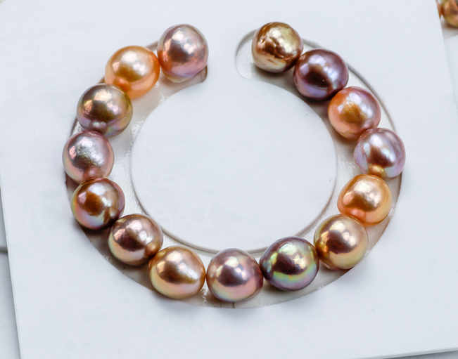 NATURAL SOUTH SEA PINK BAROQUE PEARL FULL DRILLED 10-11MM 15 PCS PEARLS