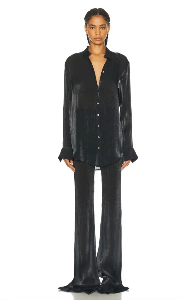 Pantalones acampanados ajustados PRISCAVera negros de gasa S nuevos con etiquetas $475 Foto 4 de 4