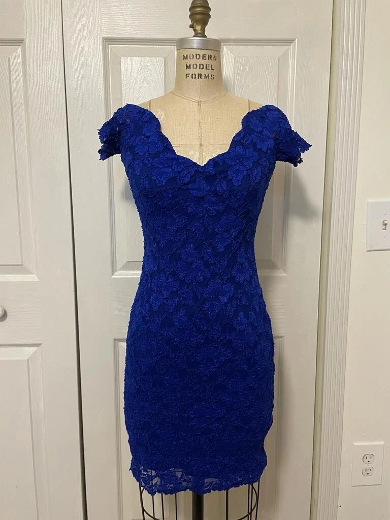 Electric blue cheap lace dress