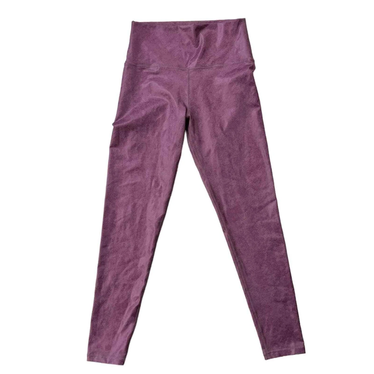 Aerie Offline The Hugger High Waisted Crackle Faux Leather Leggings, Purple, M