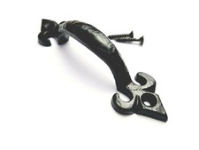 Pack of 6 Black Rustic Antique Door Handle 100mm Cupboard Cast Iron + Fixings