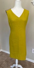 ANN TAYLOR womens 6 yellow black tan color block sleeveless sheath dress