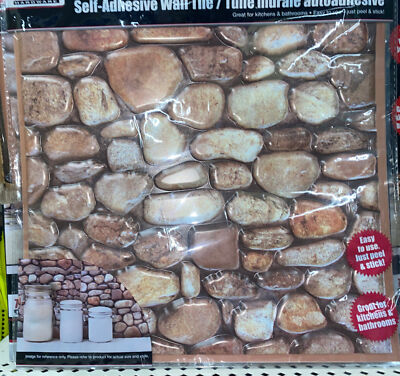 Lot of 12 Tool Bench Peel Stick Wall Tile Rock Design Backsplash Lightweight