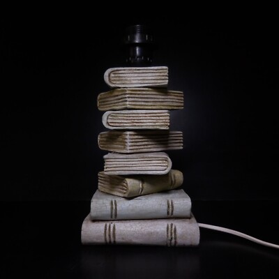 N24.217 Fuß Lampe Buch Literatur Holz Vimar Beleuchtung Kunst Design Deko