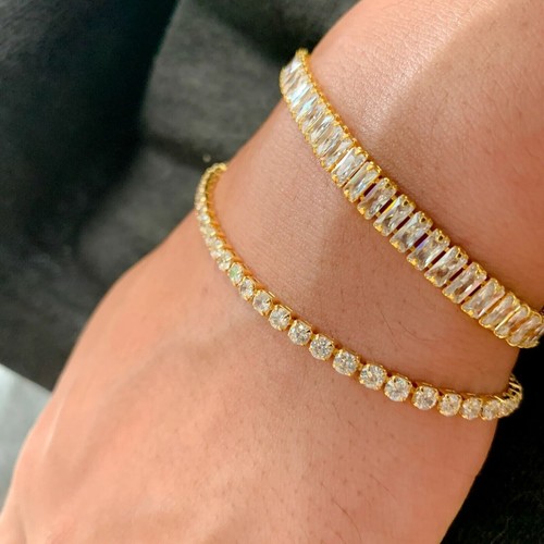 bracelet men and Women Cubic Zirconia gold Tennis Bracelet Chain Bracelets - Picture 2 of 7