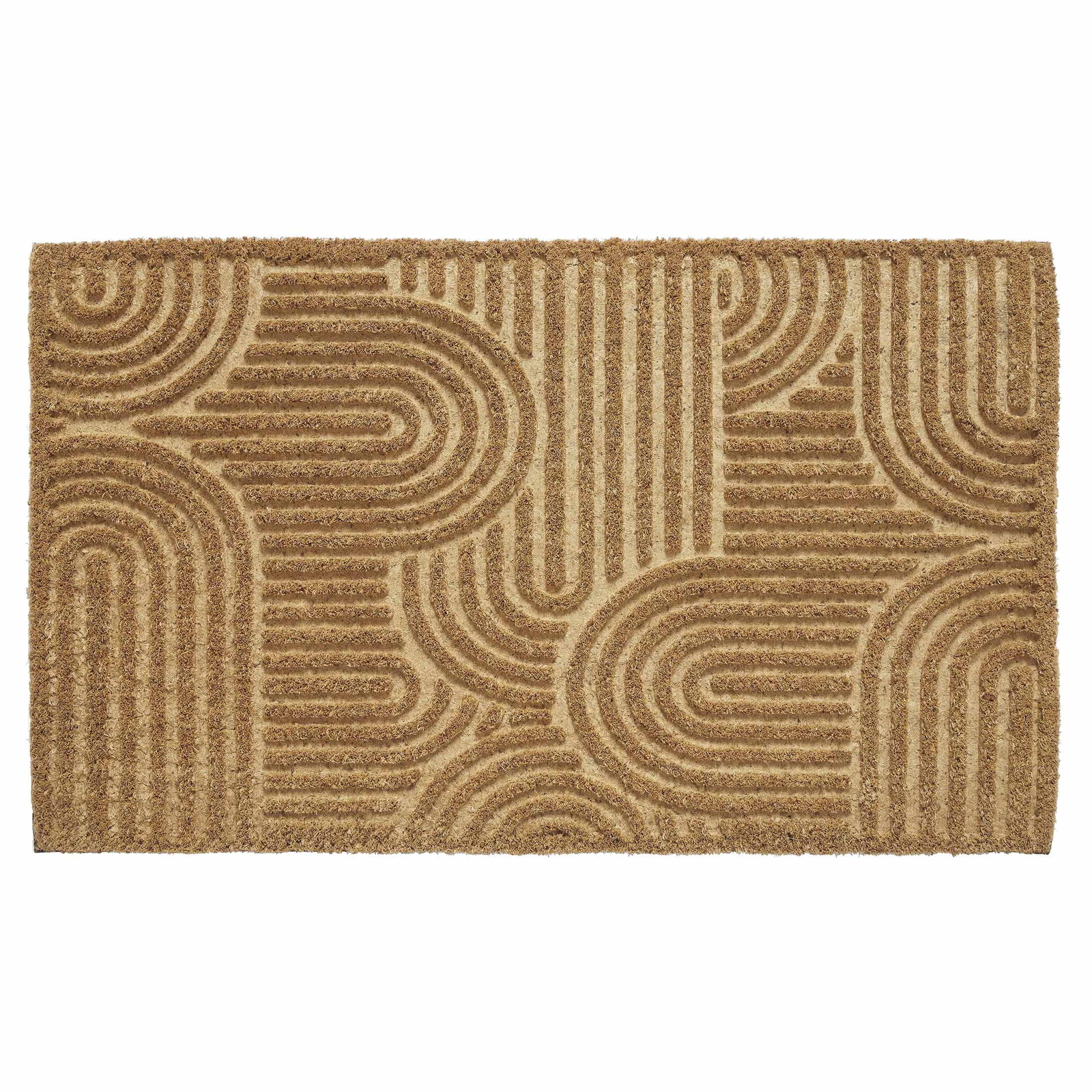 Stylish Geometric Coir Doormat 18x30 Natural Vinyl by Drew Barrymore  