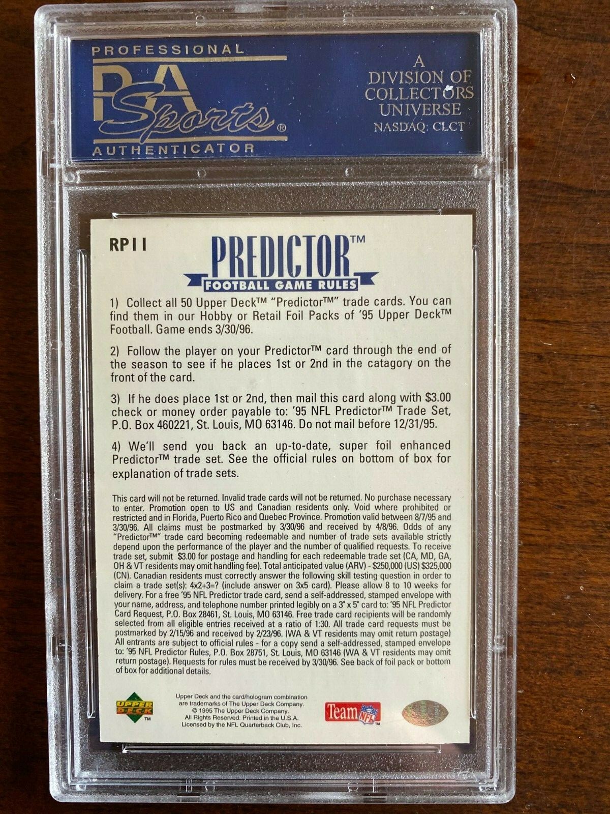 1995 Upper Deck Predictor RP11 Barry Sanders League Leaders Retail PSA