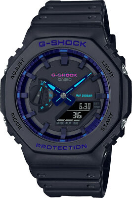 NEW Casio G-Shock Men's Black Watch - GA2100VB-1A Casioak Blue Violet Ana-Digi