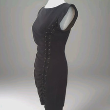 Laundry By Design Black Sheath Dress Minimalist Career Work Sz 4 Short Sleeves