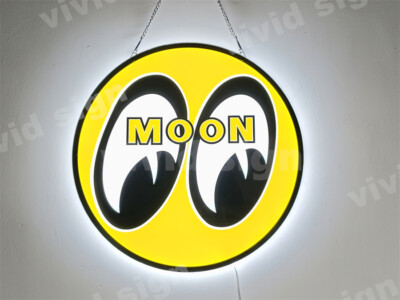 20''x20'' Moon Eyes Porcelain Drag Racing LED 3D Neon Sign Light Lamp Party LY