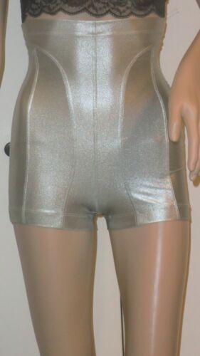 FRANKREICH METALLIC SILBER HOHE TAILLE PASSFORM CONBODY DEHNBAR STUNDENGLAS SHORTS XS S - Bild 1 von 1