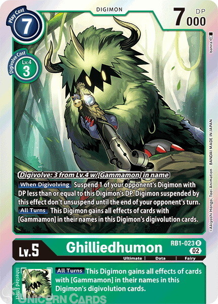 RB1-023 Ghilliedhumon :: Rare Foil Digimon Card :: RB01: Resurgence Booster ::