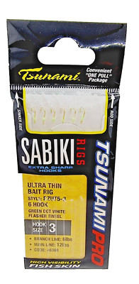 Tsunami Sabiki Rig ultradünne grüne Punkte weiß blinkende Lametta Gr.3 (6 hk) RZUT5-3