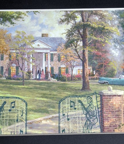 ELVIS Presley Graceland Thomas Kinkade Art Print 8x10" Priscilla Rock ...