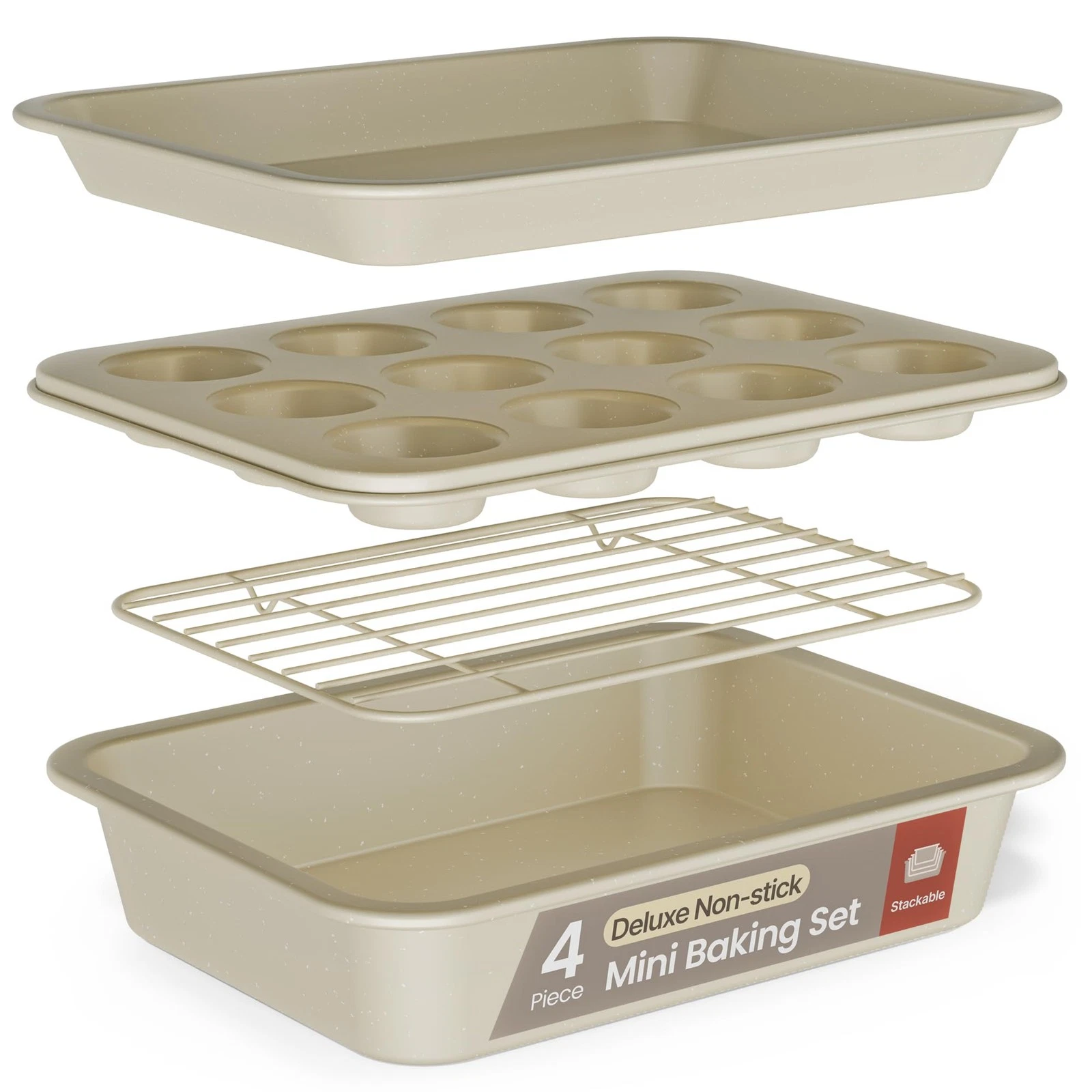 Bakken 4-Piece Bakeware Sets, Nonstick Carbon Steel Baking Sheet, Stackable S...