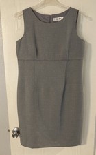 Jones Studio Sheath Dress 14 Gray Career Office Sleeveless Lagenlook Classic