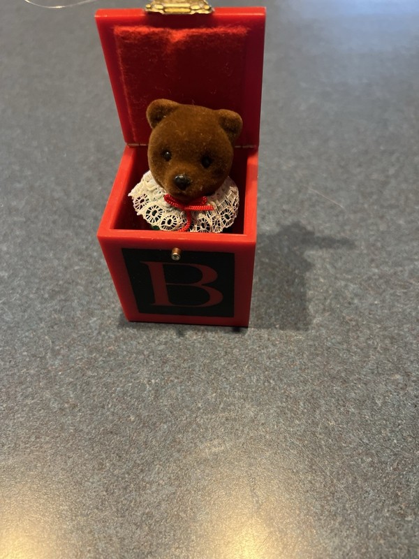 Department 56 Christmas Ornament - Teddy Bear Jack In The Box - NO ORIG. PACK.