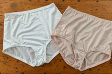 Vintage Lot of 2 White  Pink Satin Second Skin Panties Sz 8 XL Brief 40301