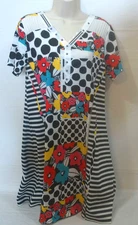 Coco Y Club Women's Medium Multicolored Abstract Pullover Dress