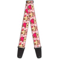 Guitar Strap - Happy Cupcakes Buffalo Plaid White/Pink (Us Import) Acc Neu