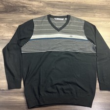 Travis Mathew Sweater Men  s XL V-neck Long Sleeve Pullover Golf Stripe Knit