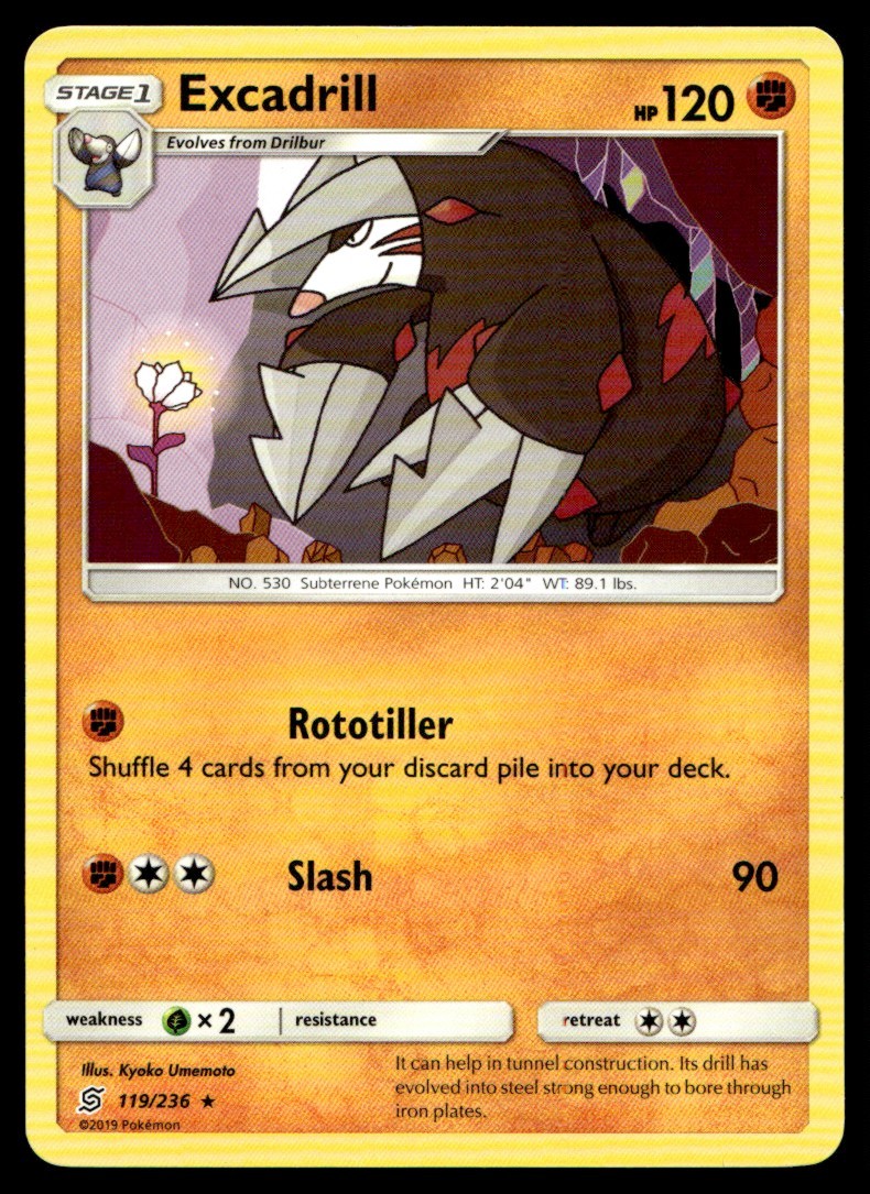 Excadrill 119/236 Rare Unified Minds Pokemon Moderately Played