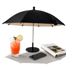 Mini Sun Shade Umbrella with Windproof Base   Protects Drinks, Phones, and