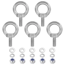 5Pcs M8 x 20mm 304 Stainless Steel Lifting Shoulder Eye Bolt with Nuts Washers