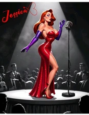 FanArt Waifu aceo–Retro Jumbo 8x10" Pin Up Limited Ed. diva Jessica Rabbit 