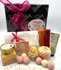 Ladies 21ST BIRTHDAY SPA Mini Gift Box Pamper Present Mango Bath Bomb Tart Melt