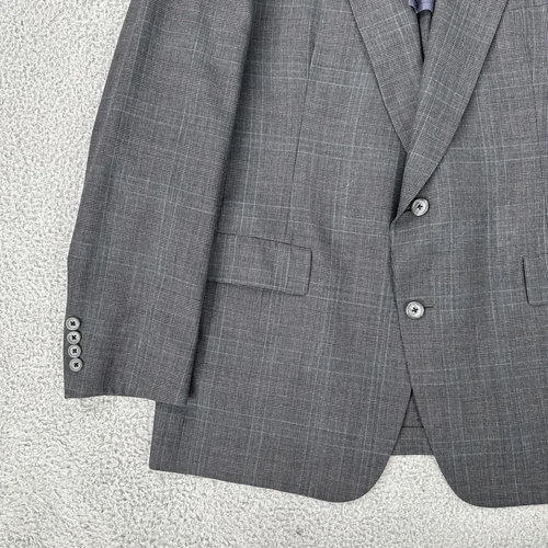 Hart Schaffner Marx Blazer Men 44L Grey Glen Plaid 2 Button Sports Coat USA Made - Picture 15 of 22