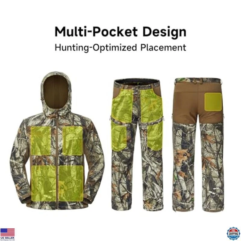 TIDEWE Men's Silent Hunting Jacket & Pants Set - Fleece-Lined, Water-Resistant — 第 4/4 张图片